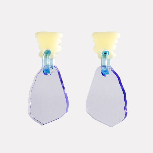Boucles d’oreilles en acrylique mauve transparent – Agathe – Fabrication artisanale en France